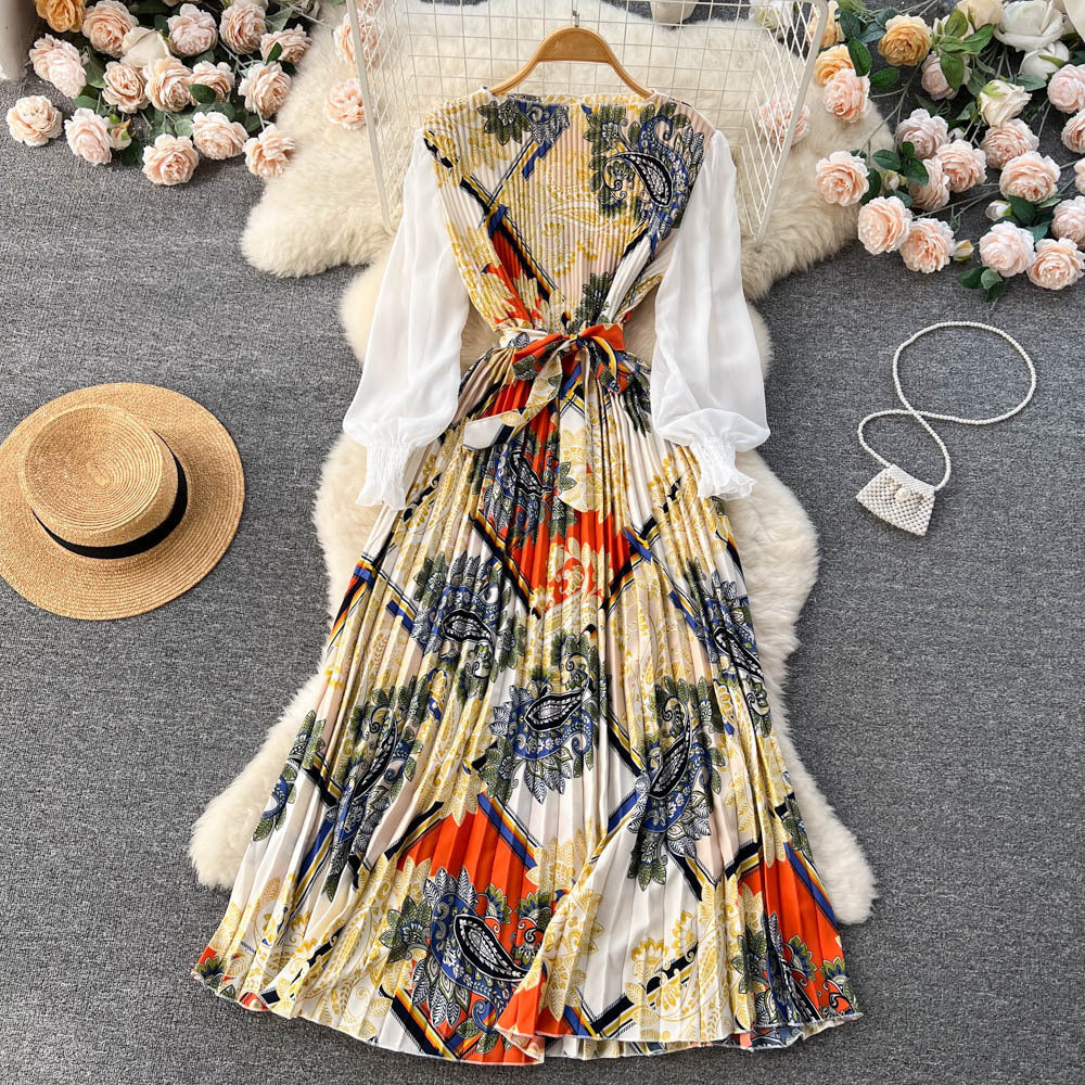 Dress Women's Lace-up Floral Pattern