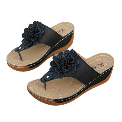 Floral Flip-flops Black