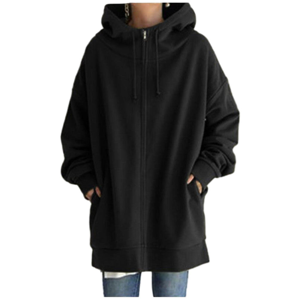 Black hoodie worn by a person on a white background