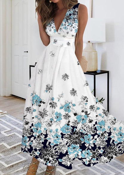 2023 Summer New V-neck Fashion Digital Printing Maxi Dress