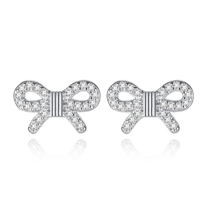 Women's Fashion Zircon Ice Crystal Bow Stud Earrings