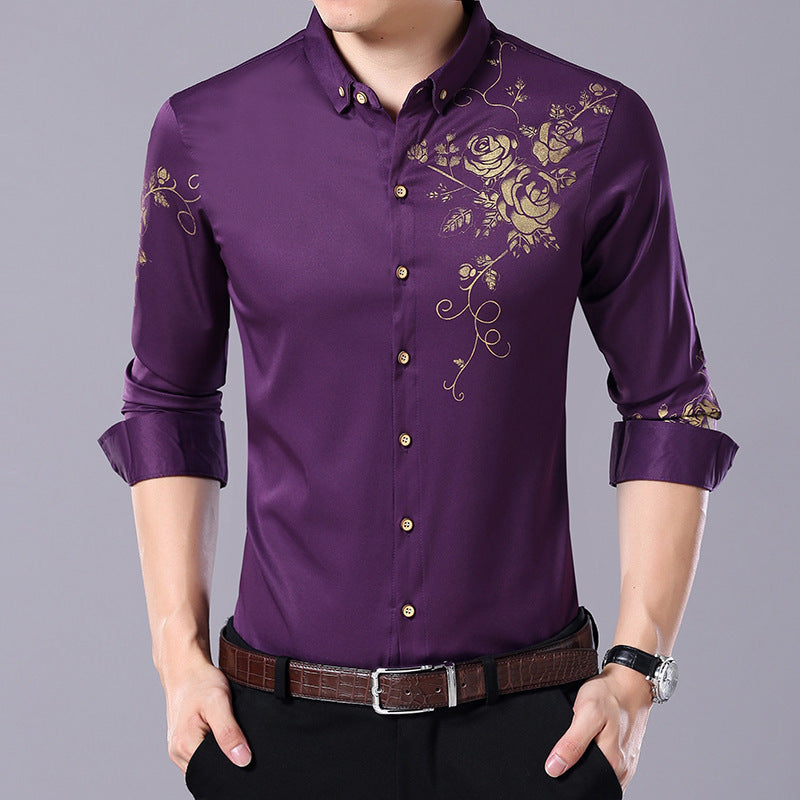 Rose flower shirt men's shirt