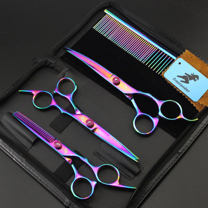 Colorful Electroplating Pet Beauty Scissors Knife Set