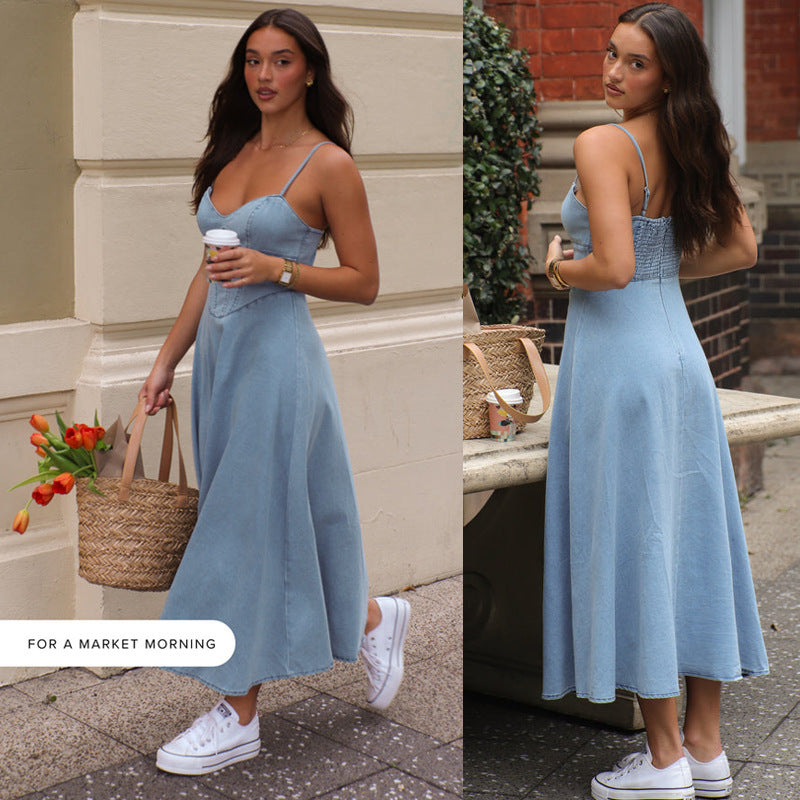 Women's Sleeveless Spaghetti Straps Slimming Dress