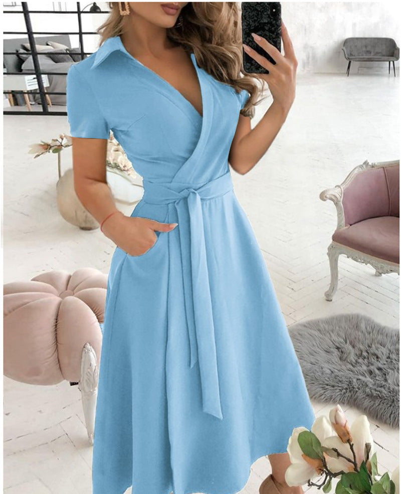 Fashion Long Sleeve V-neck Dress