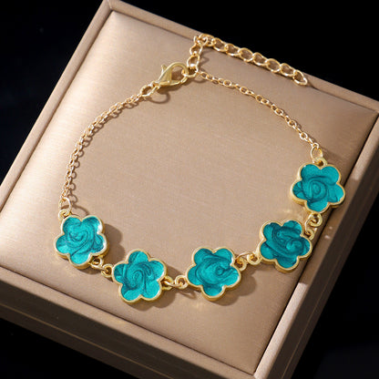 Five Leaf Grass Flower Bracelet For Women