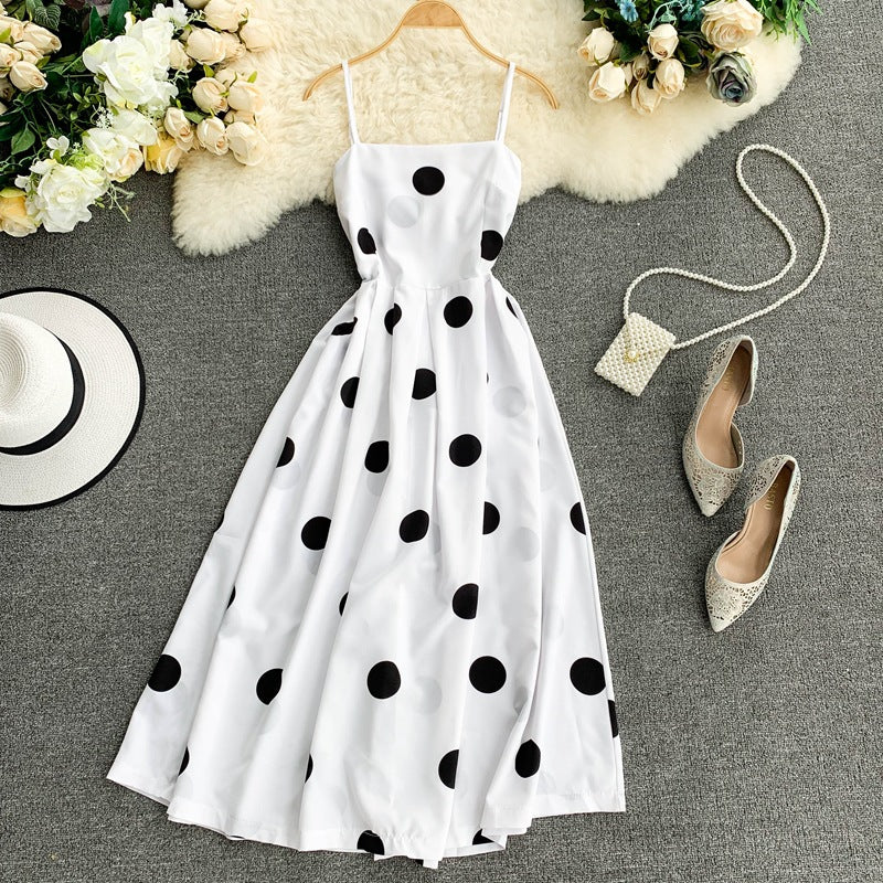 Vintage Polka Summer Dress With Straps