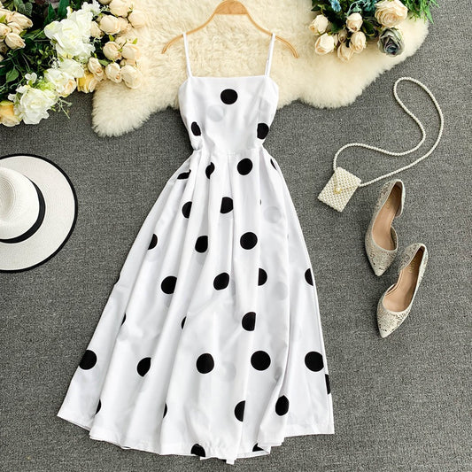 Vintage Polka Summer Dress With Straps