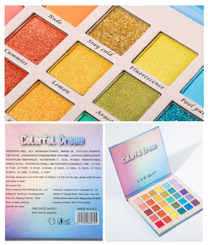 30 Colors Shimmer Matte Glitter Dreamy Rainbow Palette Eye Shadow Plate