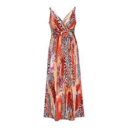 Strap print beach dress