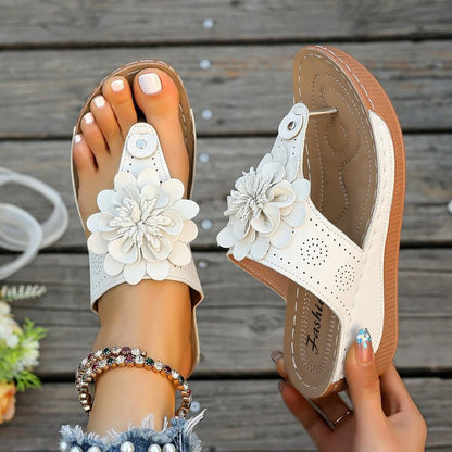 Floral Flip-flops Black