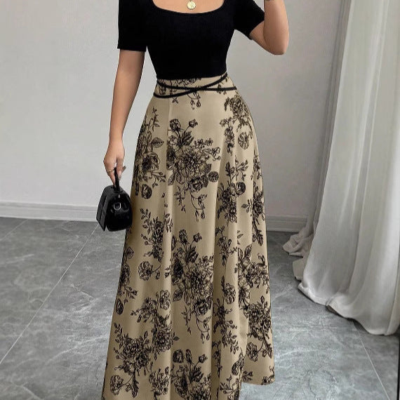 Women's Dress Slimming French Floral Long