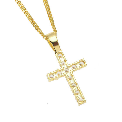 Hip Hop Claw Inlaid Zircon Cross Pendant Necklace