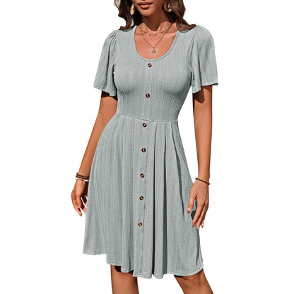 U-neck Short-sleeved Dress