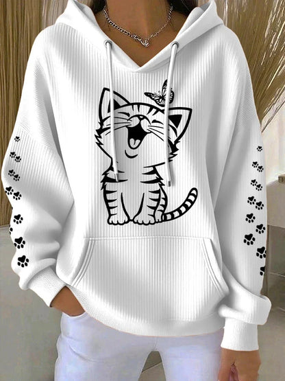 Women's Printed Casual Waffle Hoodie