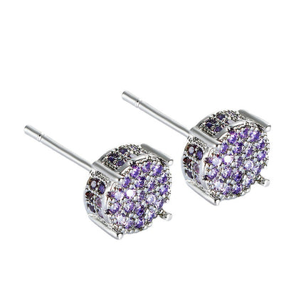 Four-claw Round Zircon Micro-inlaid Full Diamond Starry Earrings Fashion Ornament