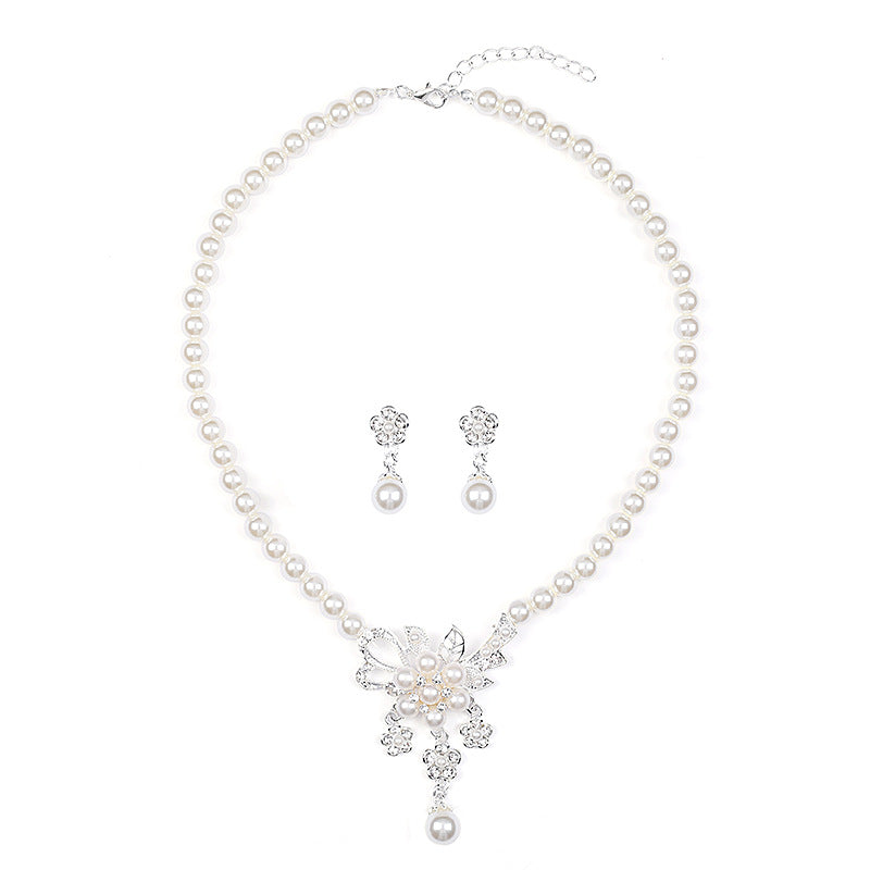 Pearl Flower Necklace Earring Set