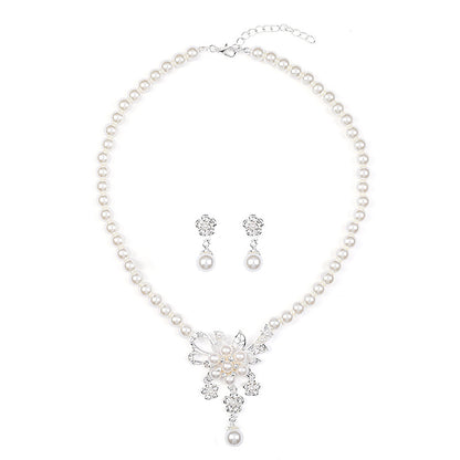 Pearl Flower Necklace Earring Set