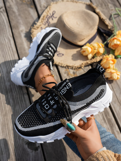 Women's Breathable Lace-up Sneakers Walking Running Casual Shoes
