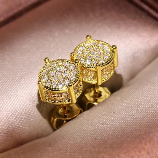 Four-claw Round Zircon Micro-inlaid Full Diamond Starry Earrings Fashion Ornament
