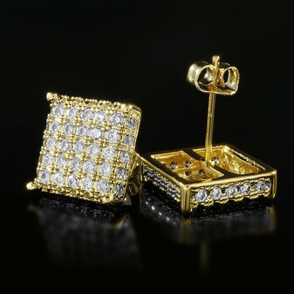 Fashion Micro Inlaid Zircon Square Stud Earrings