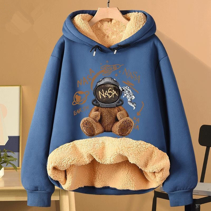 Extra Thick  Hooded Sweatshirt For Women Fleece Lined And Loose Fitting