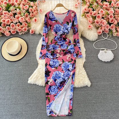 Elegant V-Neck Dress Print