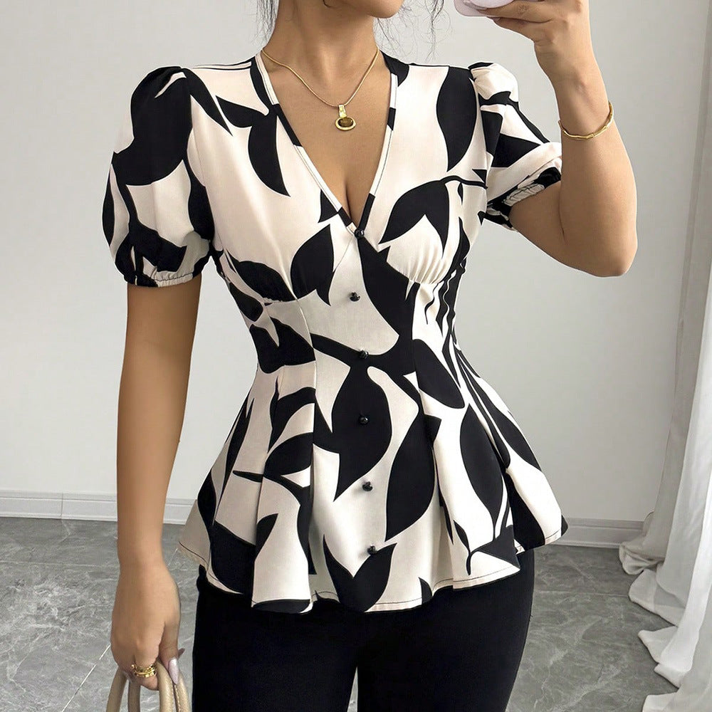 Summer Womens Printed Shirts From Europe And America