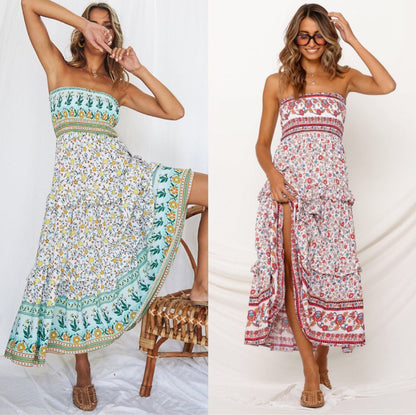 Flower Wrap Breast Flounces Dress