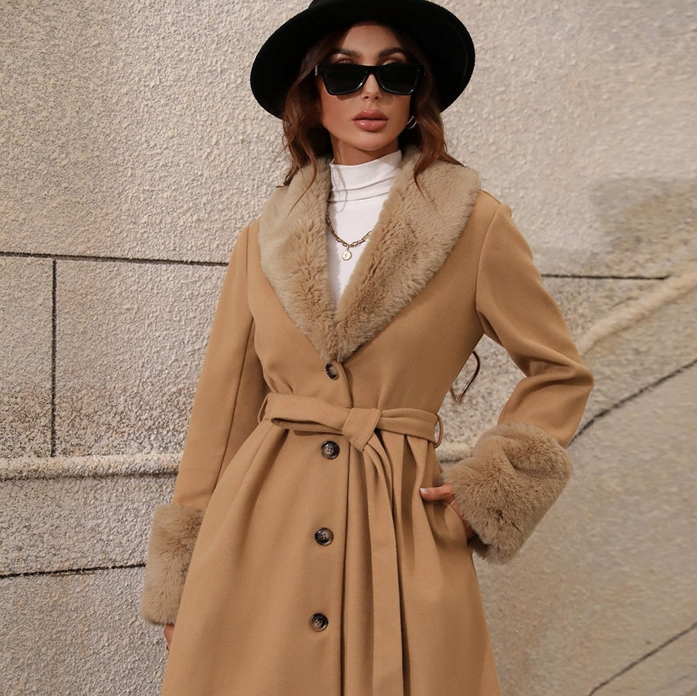 Women's Cardigan Single-breasted Strap Trench Coat