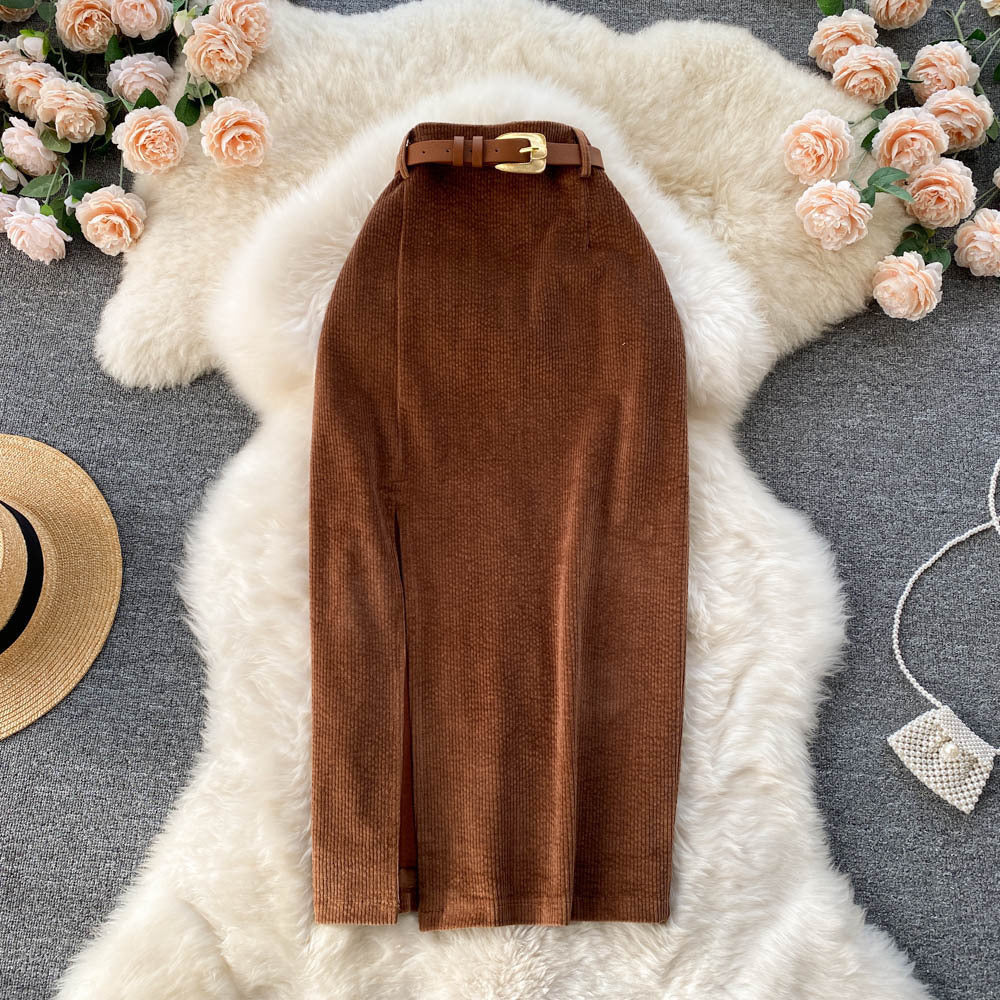 Split Skirt Winter With Sweater Mid-length