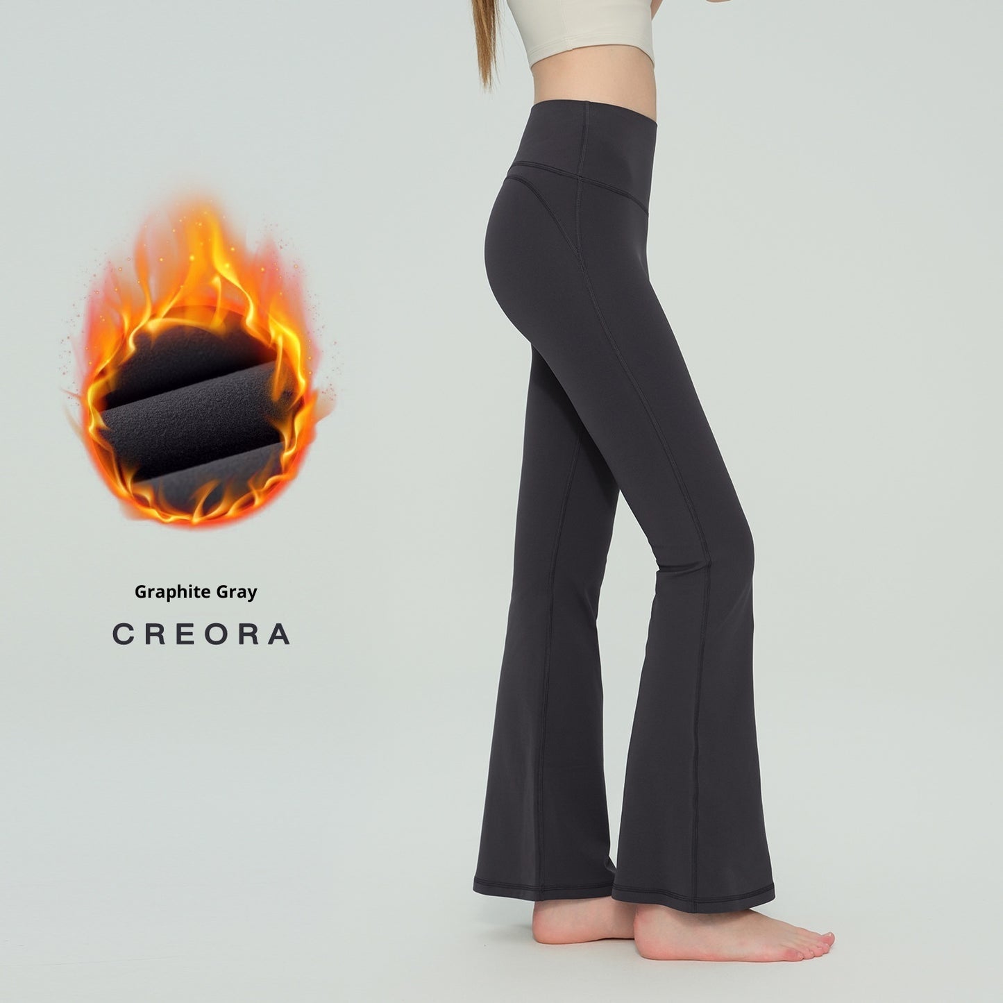 Autumn And Winter Thickened Fleece High-waisted Butt-lifting Slim Flare Pants For Women