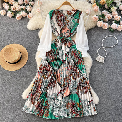 Dress Women's Lace-up Floral Pattern