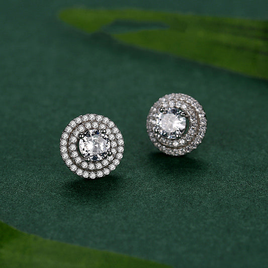 Women's Stylish Round S925 Sterling Silver Stud Earrings