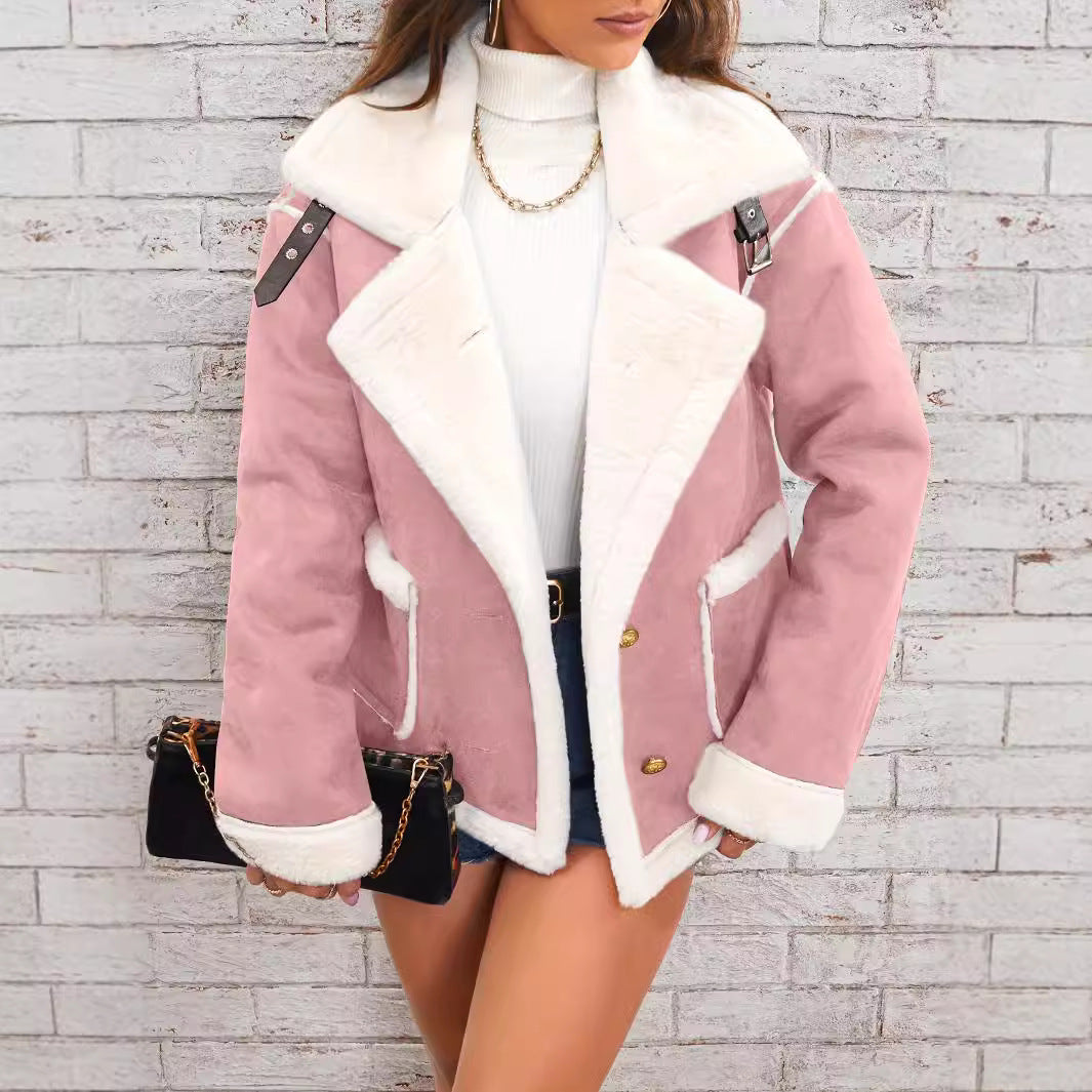 Collar Plush Jacket Winter Warm Casual Jacket