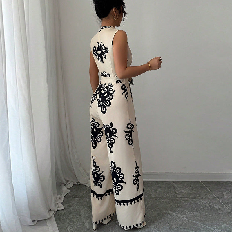 Sleeveless Waistband Jumpsuit For Women