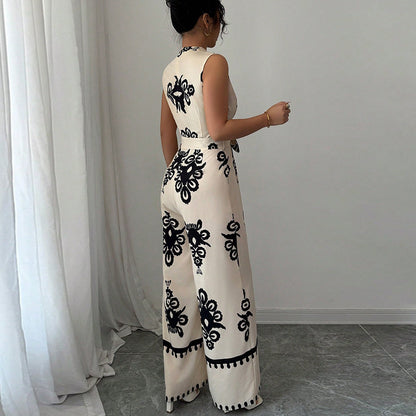 Sleeveless Waistband Jumpsuit For Women