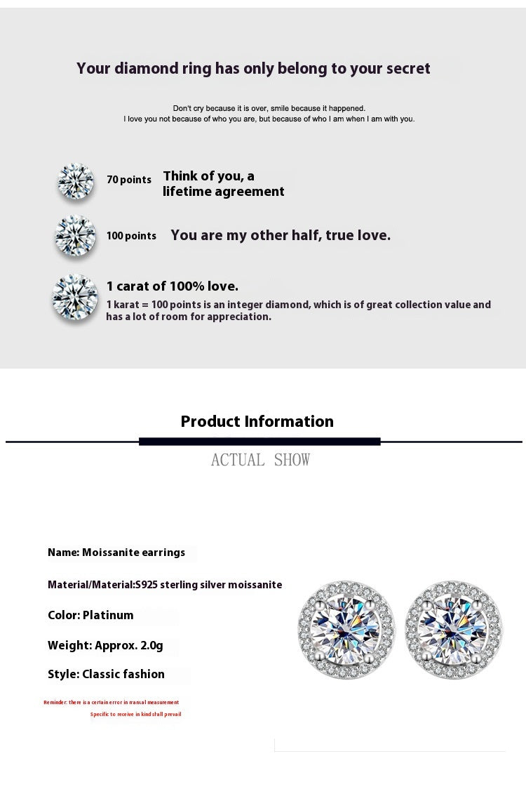 S925 Sterling Silver Genuine Goods Moissanite Round