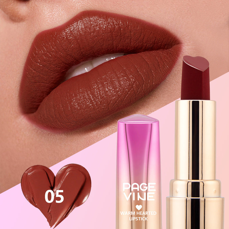 Six-color Heart-shaped Matte Lipstick Easy To Color