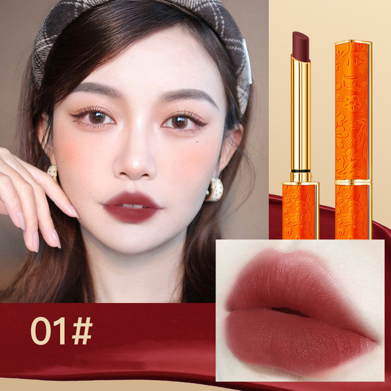 Orange Small Tube Lipstick Suit Matte Non Fading Makeup