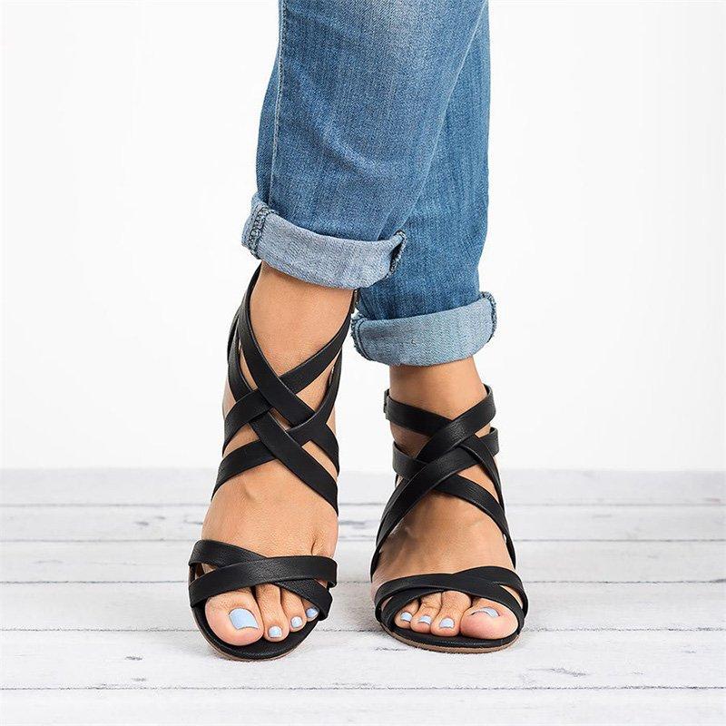 Oversized cross strap sandals