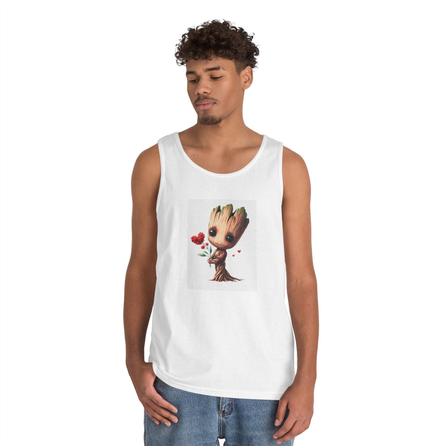 Cute Groot Love Tank Top for Fans, Unisex Tank, Summer Apparel, Gift for Friends, Eco-friendly Fashion, Everyday Wear