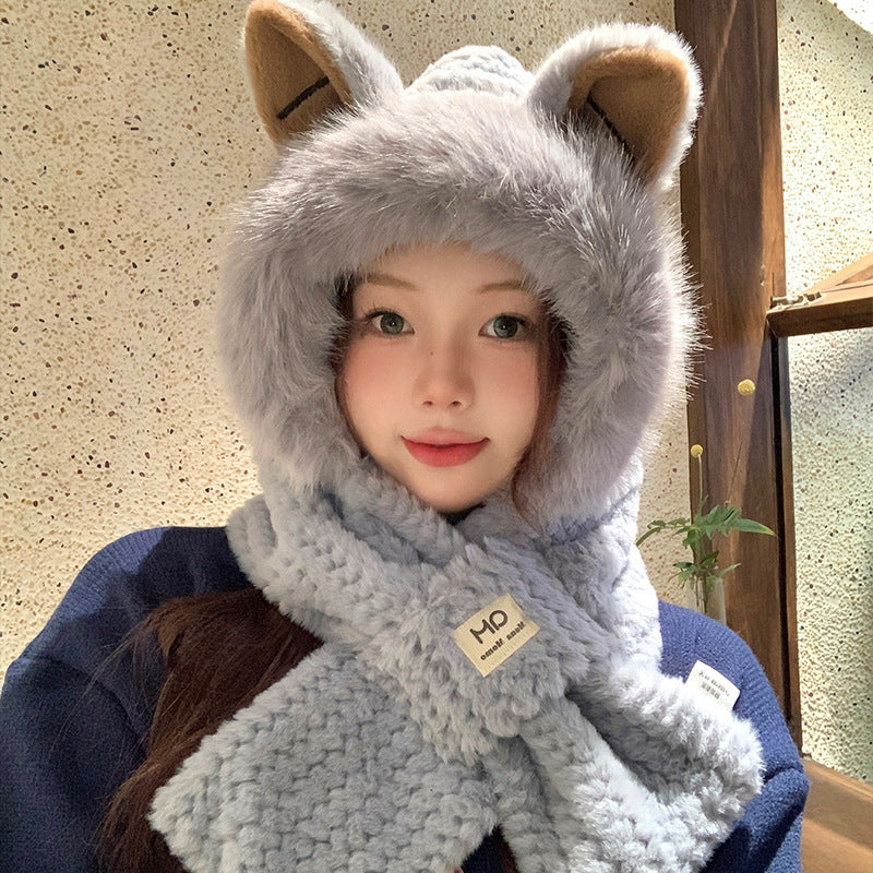 Winter Cute Furry Fox Ear Hat