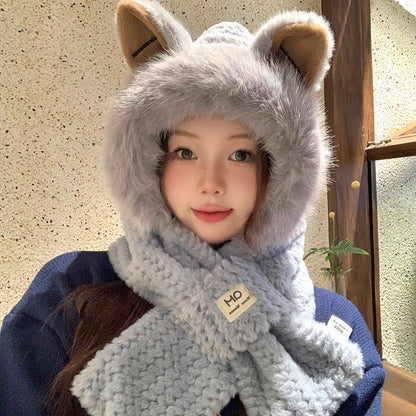 Winter Cute Furry Fox Ear Hat