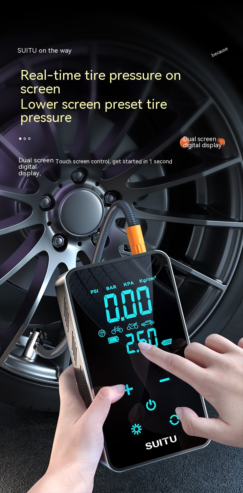 Car Wireless Air Portable Tire Pressure