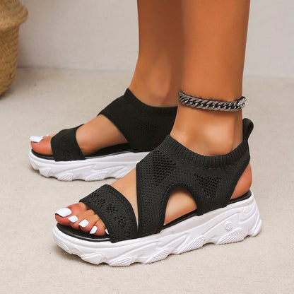 Slip-on Peep Toe Wedge Fly Woven Mesh Casual Women