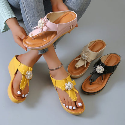 Women's Flower Flip Flops Large Size Beach Shoes