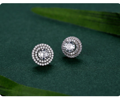 Women's Stylish Round S925 Sterling Silver Stud Earrings