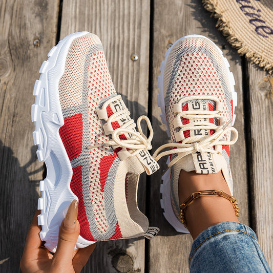 Women's Breathable Lace-up Sneakers Walking Running Casual Shoes