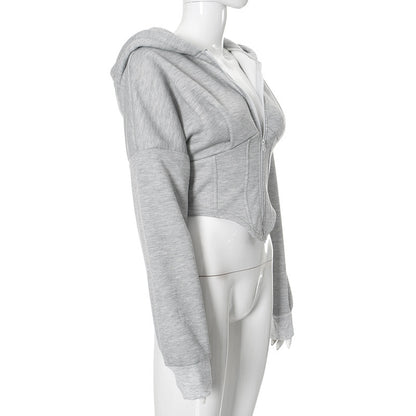 Zipper Hoodie Cardigan Y2K Ins Fashion Street Long Sleeve Corset Jacket Women Clothing
